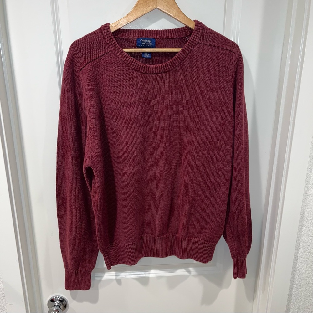 Vintage Cambridge Classics Mervyns Pullover Crewneck Sweater men size L Burgendy